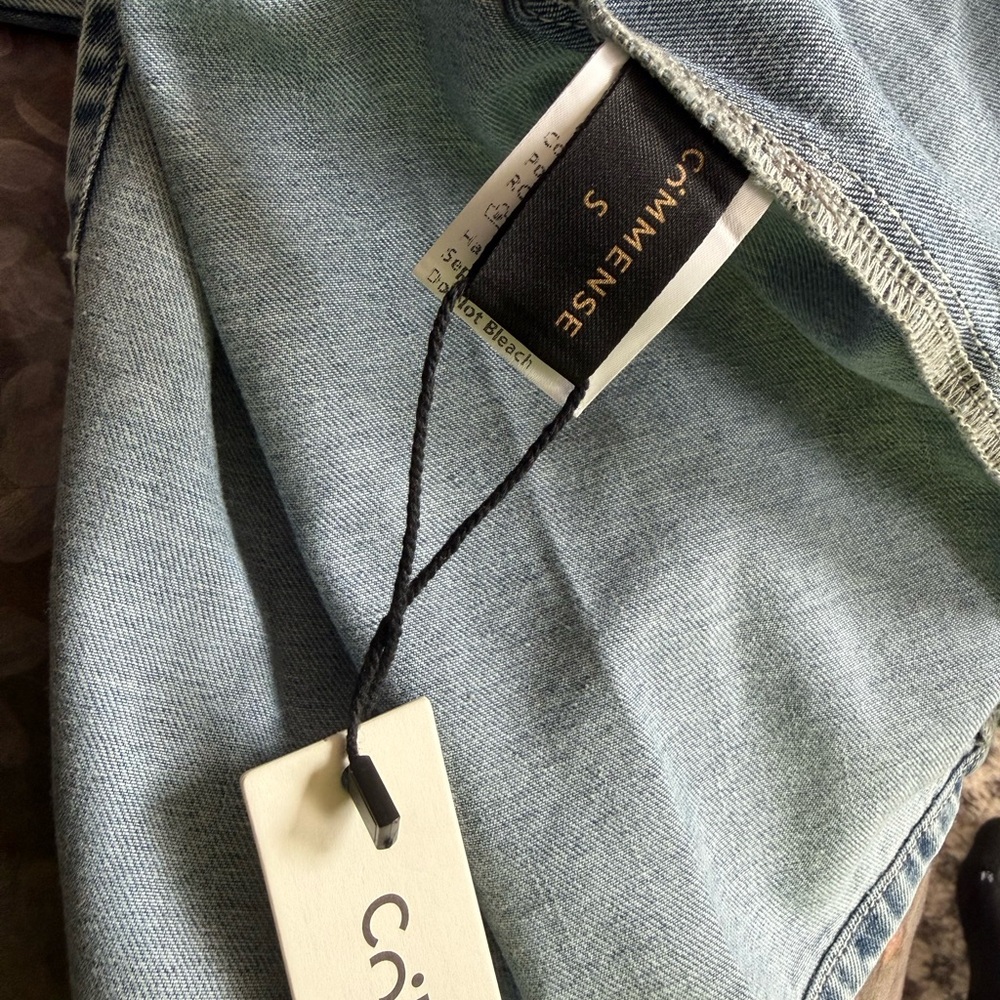 Commense Light Blue Denim Midi Dress with Neck Tie - Picture 4 of 4